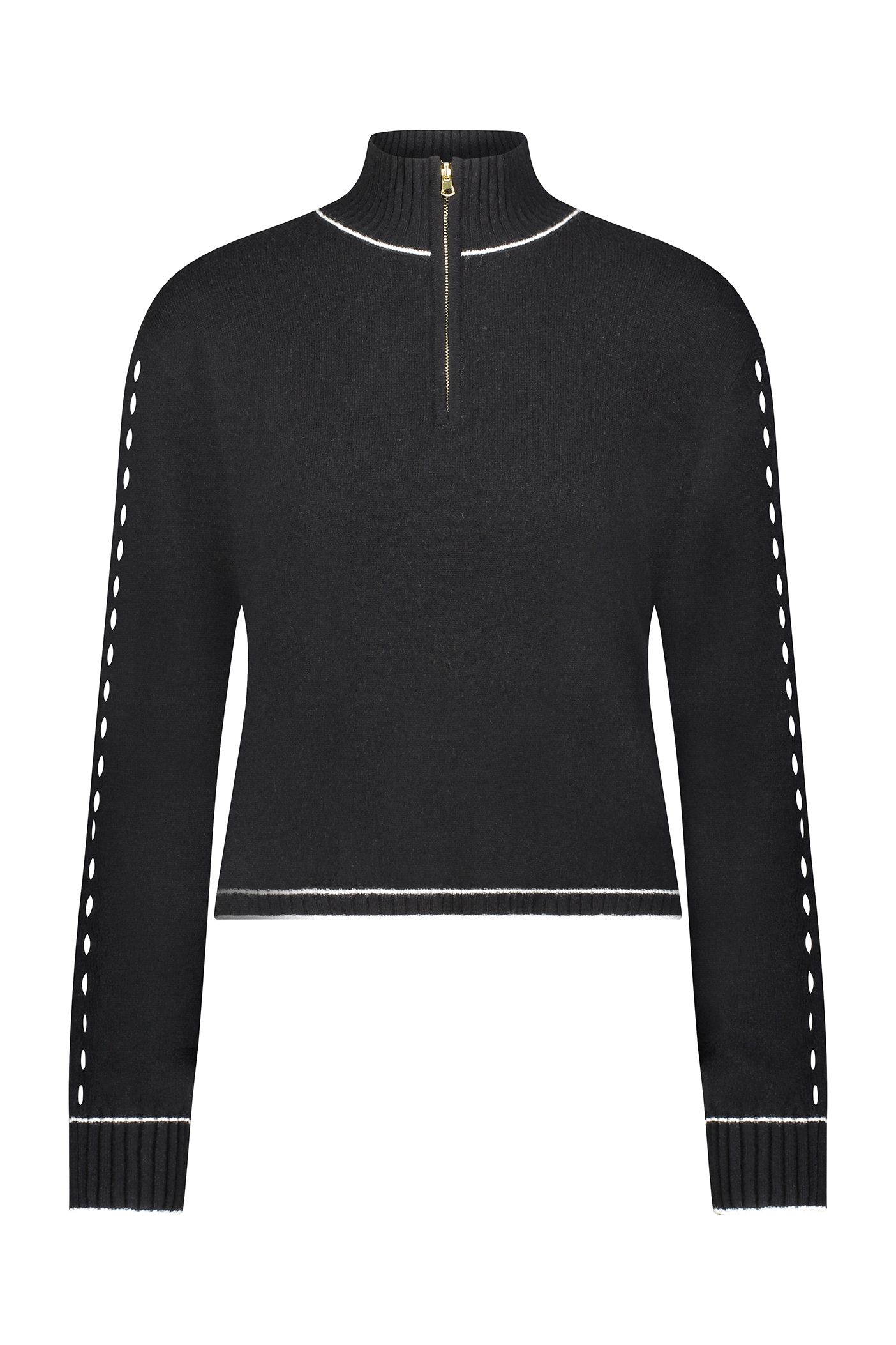 Black Cashmere Lounge Half Zip Sweater