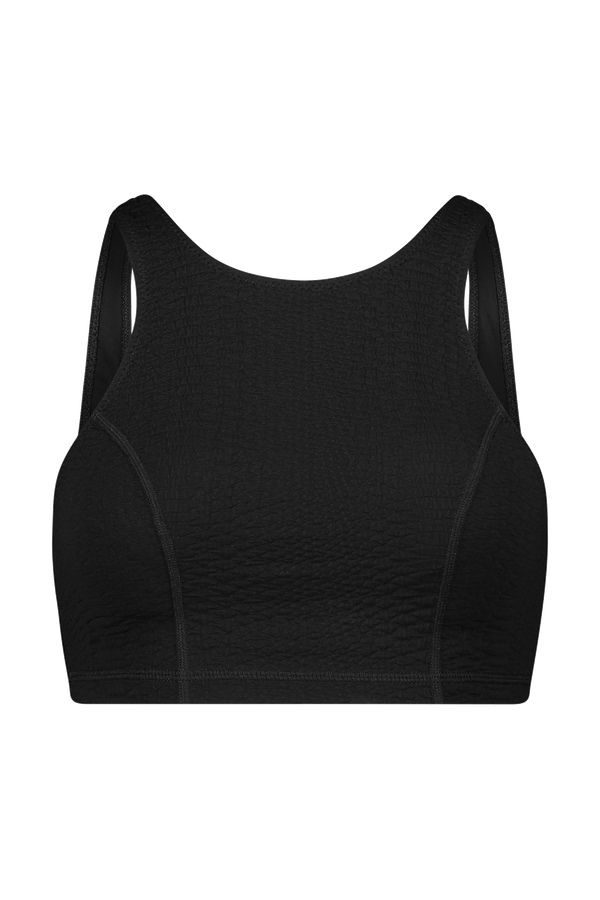 Textured Black Sports Bra Tank Top