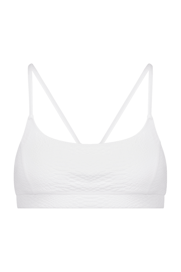 Textured White Sports Bra