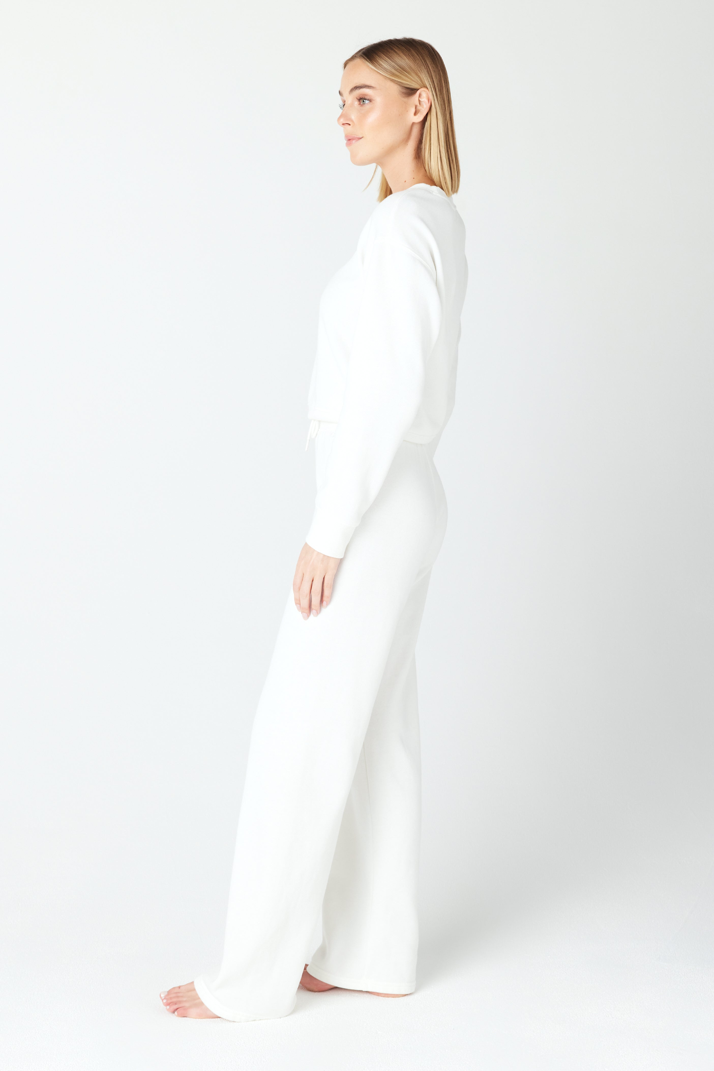 White Fleece Lounge Pullover