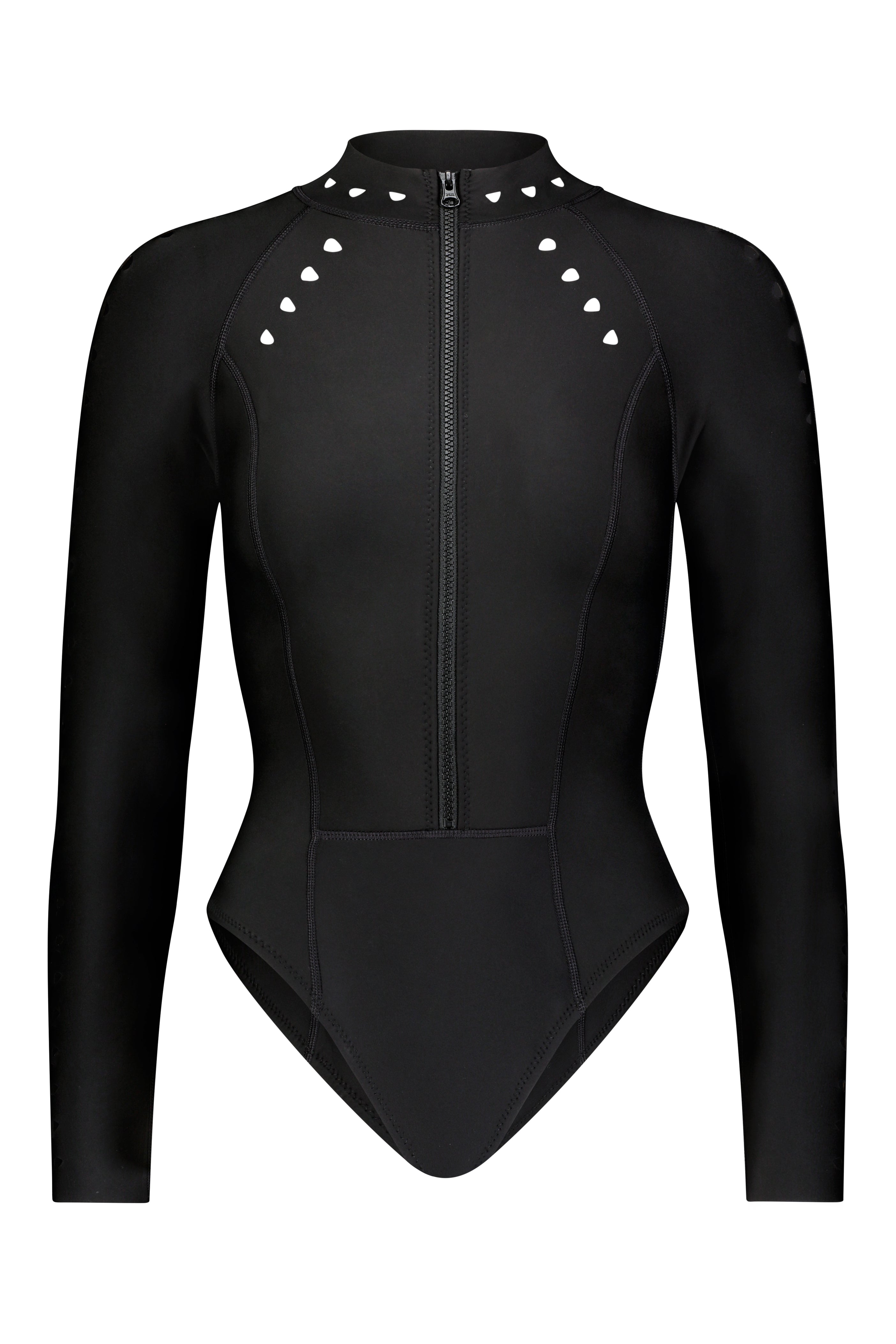 Black Long Sleeve Scuba Surfsuit with Full Coverage Bottom